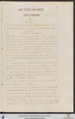 Section Seconde: Documens.