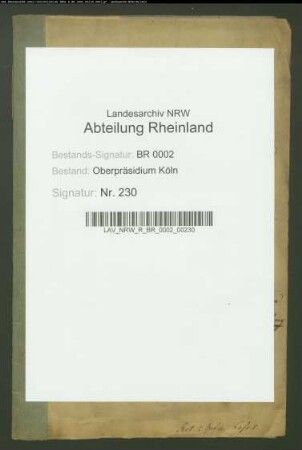 Privat -Reklamationen an die bergische Regierung