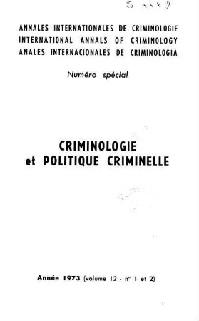 Criminologie et politique criminelle