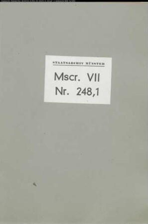 Historische Materialsammlungen Roger Wilmans, Bd. 1