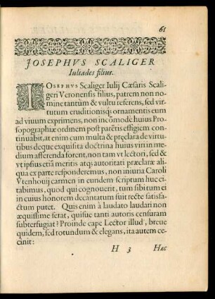 Iosephus Scaliger Iuliades filius.