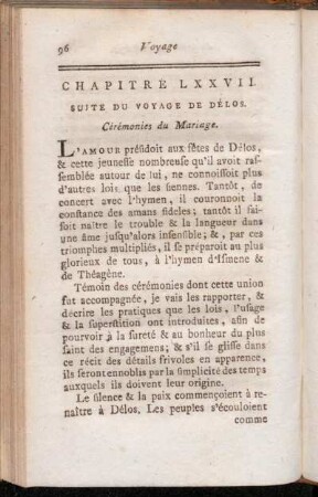 Chapitre LXXVII. Suite Du Voyage De Délos. Cérémonies du Mariage.