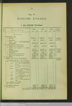Cap. IV. Städtische Finanzen