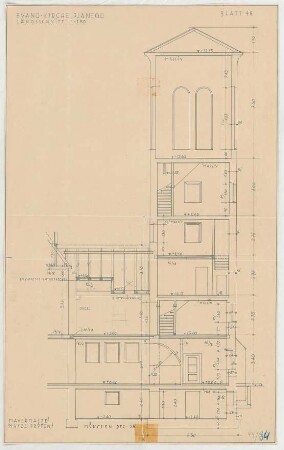 Fischer, Theodor; Planegg bei München (Bayern); Ev. Waldkirche - Längsschnitt