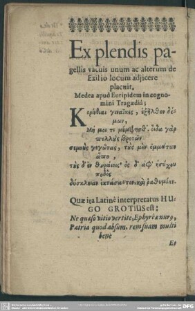 Ex plendis pagellis vacuis unum ac alterum de Exilio locum adjicere placuit