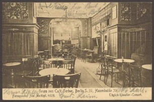Ansichtskarte "Gruss aus Café Gerber", Hasenheide 29