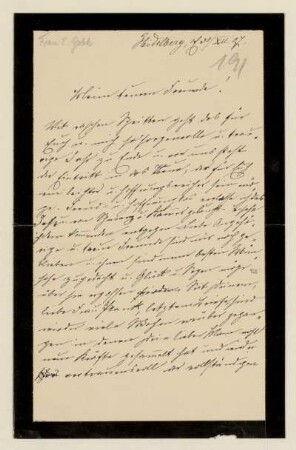 191: Brief von Frau E. Gebhard an Johanne und Gottlieb Planck, Heidelberg, 30.12.1907