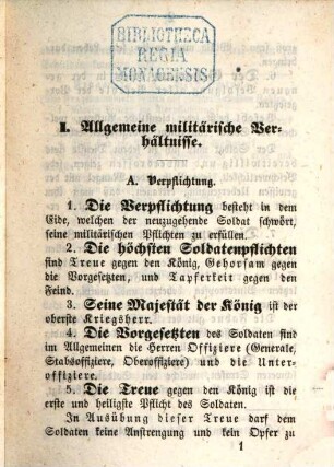 Der Garnisonsdienst, I,1