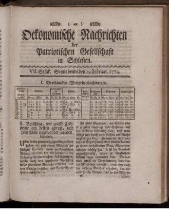 VII. Stück. Sonnabends den 19 Februar. 1774.