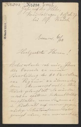 Brief an B. Schott's Söhne : 01.10.1887