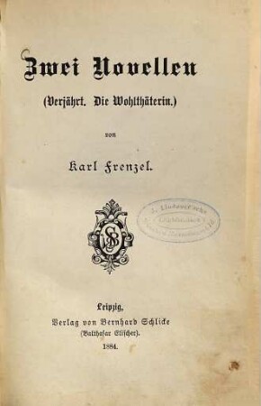 Zwei Novellen :  von Karl Frenzel