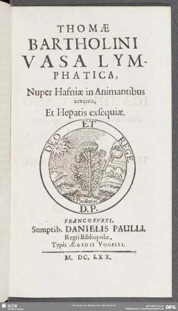Thomae Bartholini Vasa Lymphatica