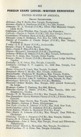 Foreign Grand Lodges-Western Hemisphere