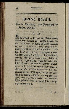 Viertes Capitel. Von der Abtheilung, und Einrichtung des Küchen-Gartens.