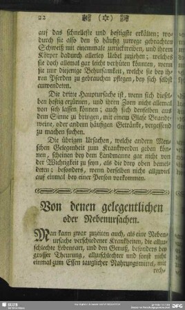 Von denen gelegentlichen oder Nebenursachen