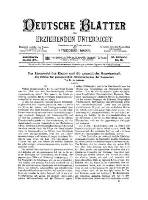 Das Eigenrecht des Kindes und die menschliche Gemeischaft; ein Beitrag zur pädagogischen Reformbewegung der Gegenwart : (Schluß)