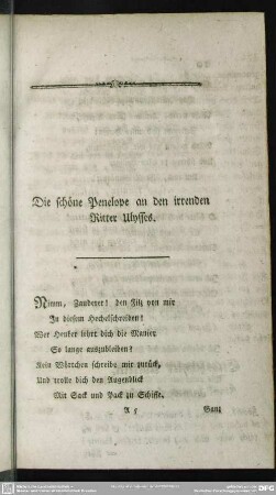 Die schöne Penelope an den irrenden Ritter Ulysses