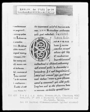 Cassiodor, Historia Ecclesiastica — Initiale C(ommunicabant igitur niceno), Folio 24recto