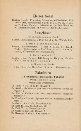 10-17, Fakultäten