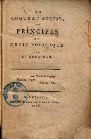 Du contrat social, ou principes du droit politique