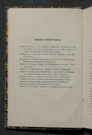 Abgekürzte Literatur-Angaben.
