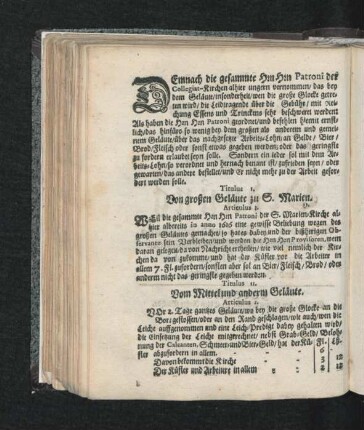 Titulus I. Von grossen Geläute zu S. Marien.