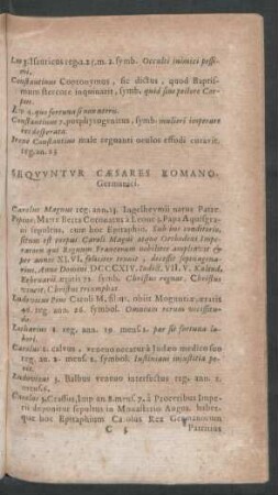 Sequuntur Caesares Romano. Germanici.
