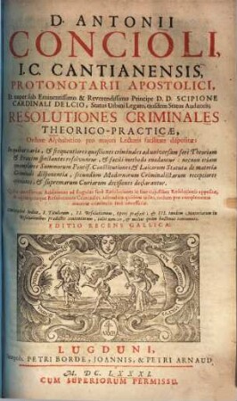 Resolutiones criminales theorico-practicae
