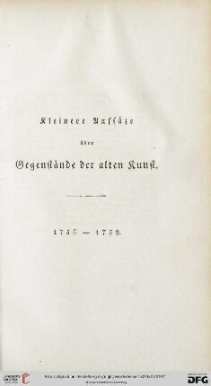 Kleinere Schriften über Gegenstände der alten Kunst