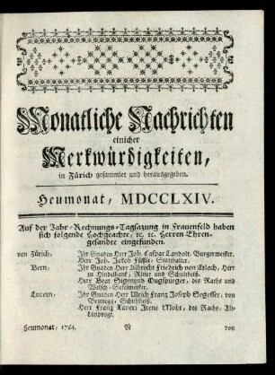 Heumonat, , MDCCLXIV