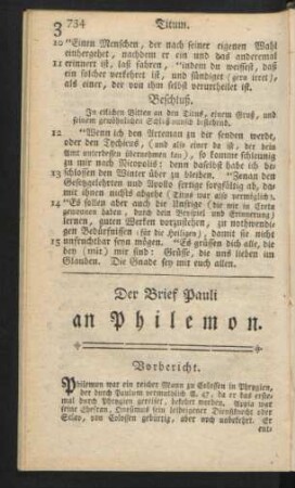 Der Brief Pauli an Philemon.