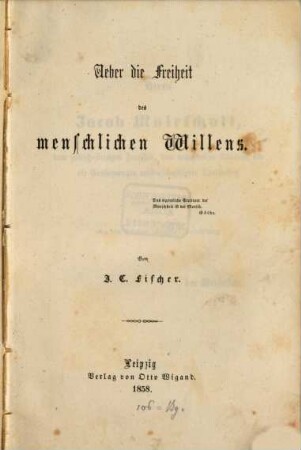 Über die Freiheit des menschlichen Willens