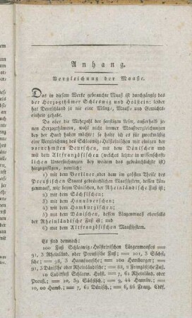 Anhang. Vergleichung der Maaße.