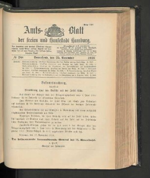 No. 288, 25. November 1916