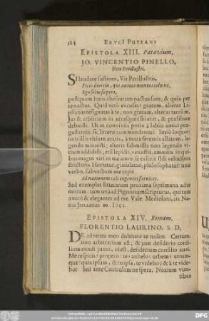 Epistola XIV. Romam. Florentio Laurino, S. D.