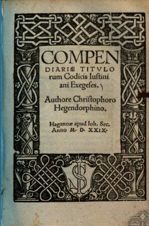 Compendiariae titulorum codicis Iustiniani exegeses