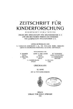 43: Zeitschrift für Kinderforschung - 43.1934