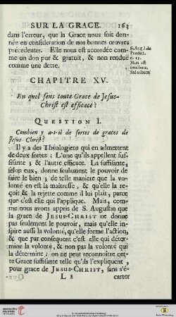 Chapitre XV: En quel sens toute Grace de Jesus-Christ est efficace?
