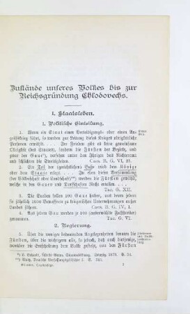 I. Staatsleben