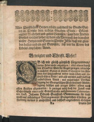 Geneigter und Christl. Leser!