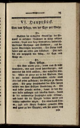 VI. Hauptstück. Von dem Pfluge, von der Egge und Walze.