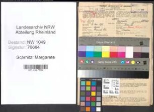 Entnazifizierung Margarete Schmitz , geb. 17.05.1898 ()