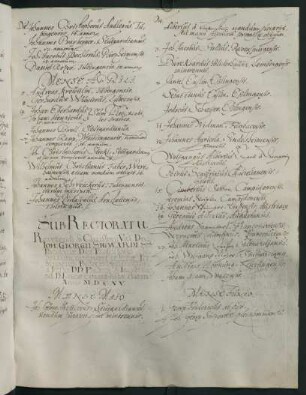 Sommerhalbjahr 1615. Rektorat Johann Georg Sigwart
