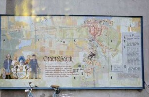 Barth. Touristischer Stadtplan an einer Hauswand