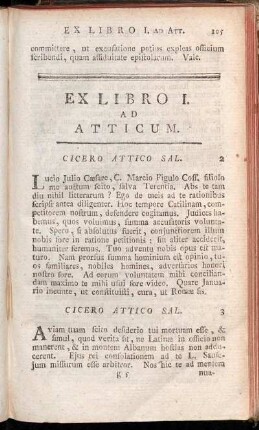 Ex Libro I. ad Atticum. - Ex Libro VIII. ad Atticum.