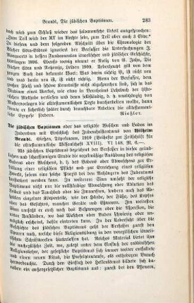 283-284 [Rezension] Brandt, August Johann Heinrich Wilhelm, Die jüdischen Baptismen oder das religiöse Waschen und Baden im Judentum mit Einschluß des Judenchristentums