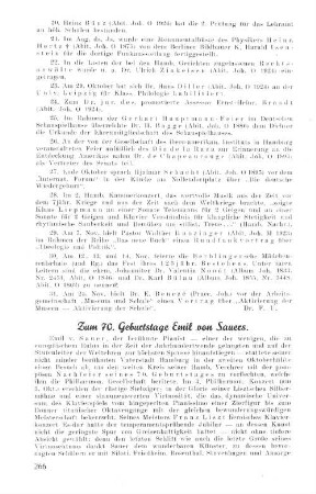 Zum 70. Geburtstag Emil von Sauers.