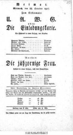 U. A. W. G. oder: Die Einladungskarte