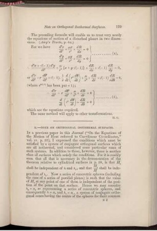 X. Note on orthogonal isothermal surfaces.