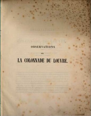Observations sur la colonnade du Louvre